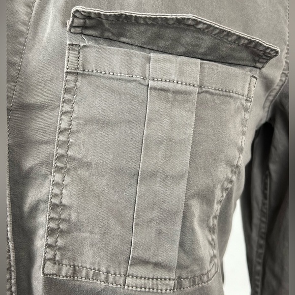 Abercrombie & Fitch Stretch Cotton Canvas Utility Chest Pocket Shirt Gray Drab - Picture 2 of 7